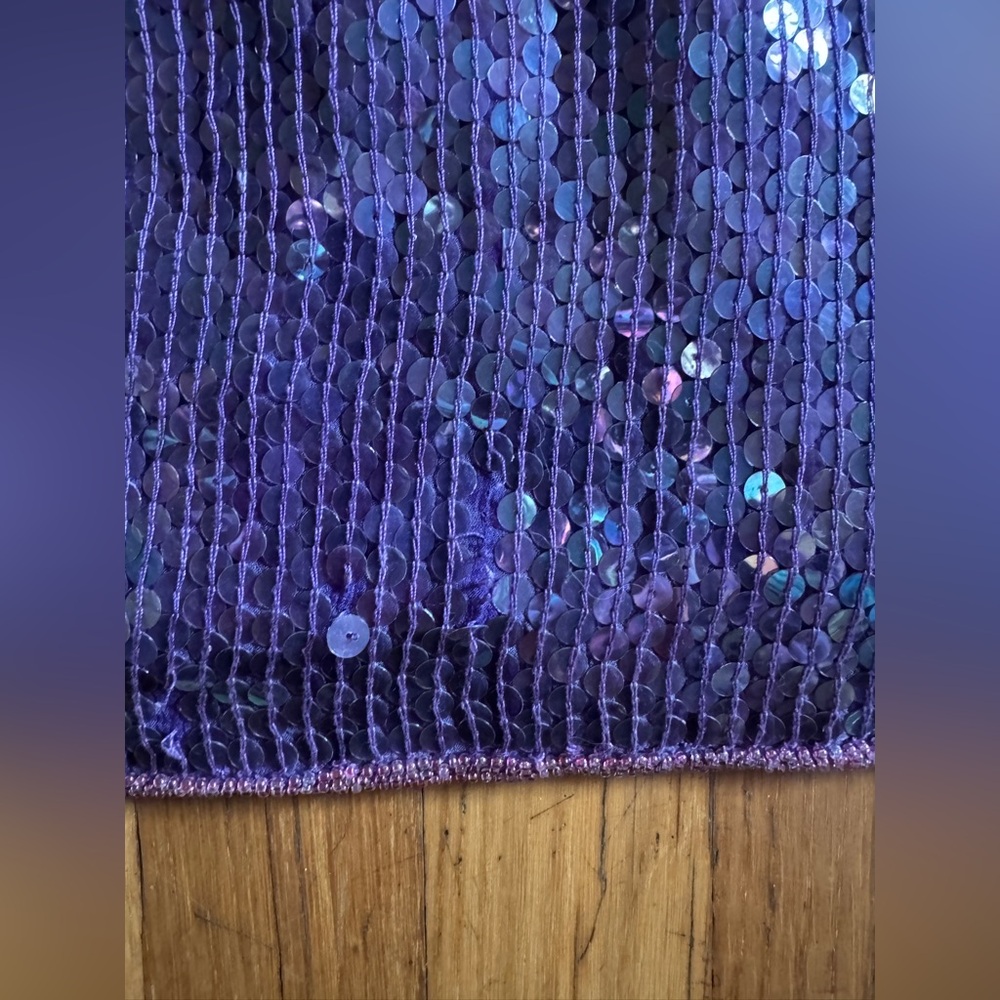 80s Vintage Purple Sequin Long Sleeve Dress - Picture 6 of 12